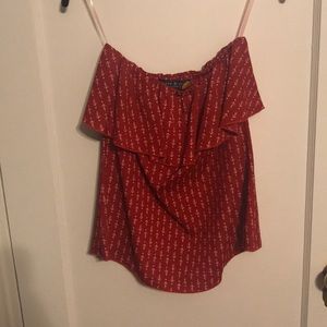 Red Tube top with ruffles and anchors